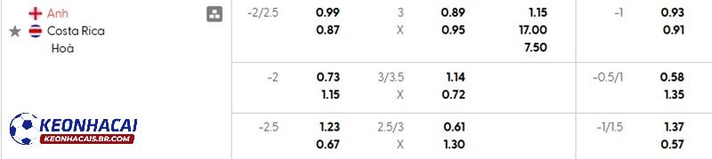Tỷ lệ soi kèo nhà cái Anh vs Costa Rica